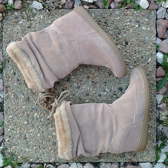 Skechers +3 nude suede leather slouch hidden wedge boots women's 7.5 - Picture 7 of 10
